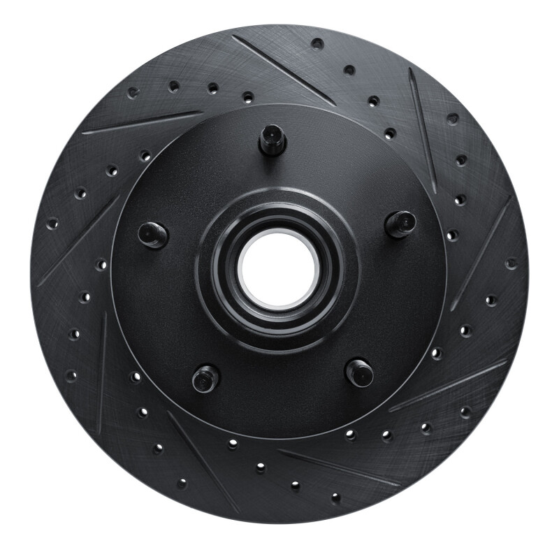 Ford E-150 Econoline Brake Rotor (1) - Front Right - R1 Concepts - Drilled & Slotted - Black - `94-`01